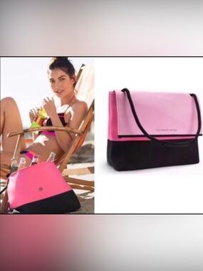 VICTORIA’S SECRET PINK & BLACK INSULATED NEOPRENE COOLER TOTE